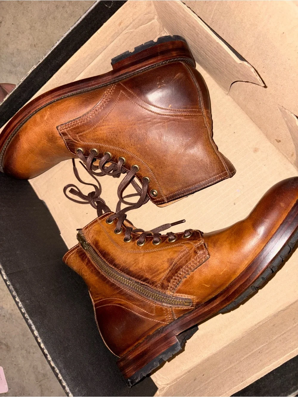 Frye Cognac Leather Chukka Lace-Up Boots